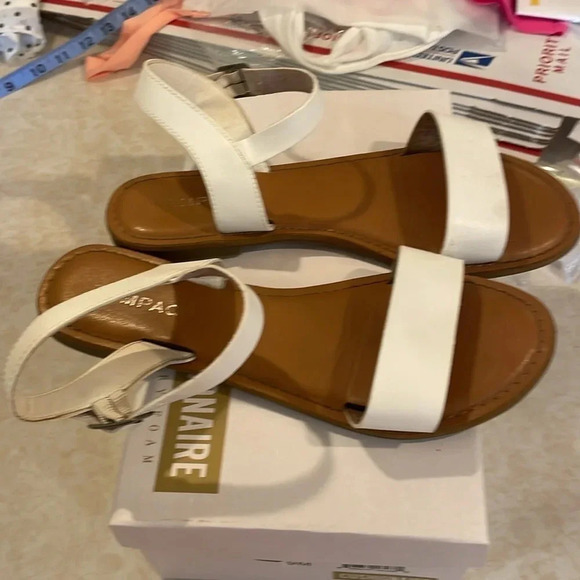 Women's Rampage Open Toe Ankle Strap Sandals, White Sz 9.5 - Picture 2 of 6